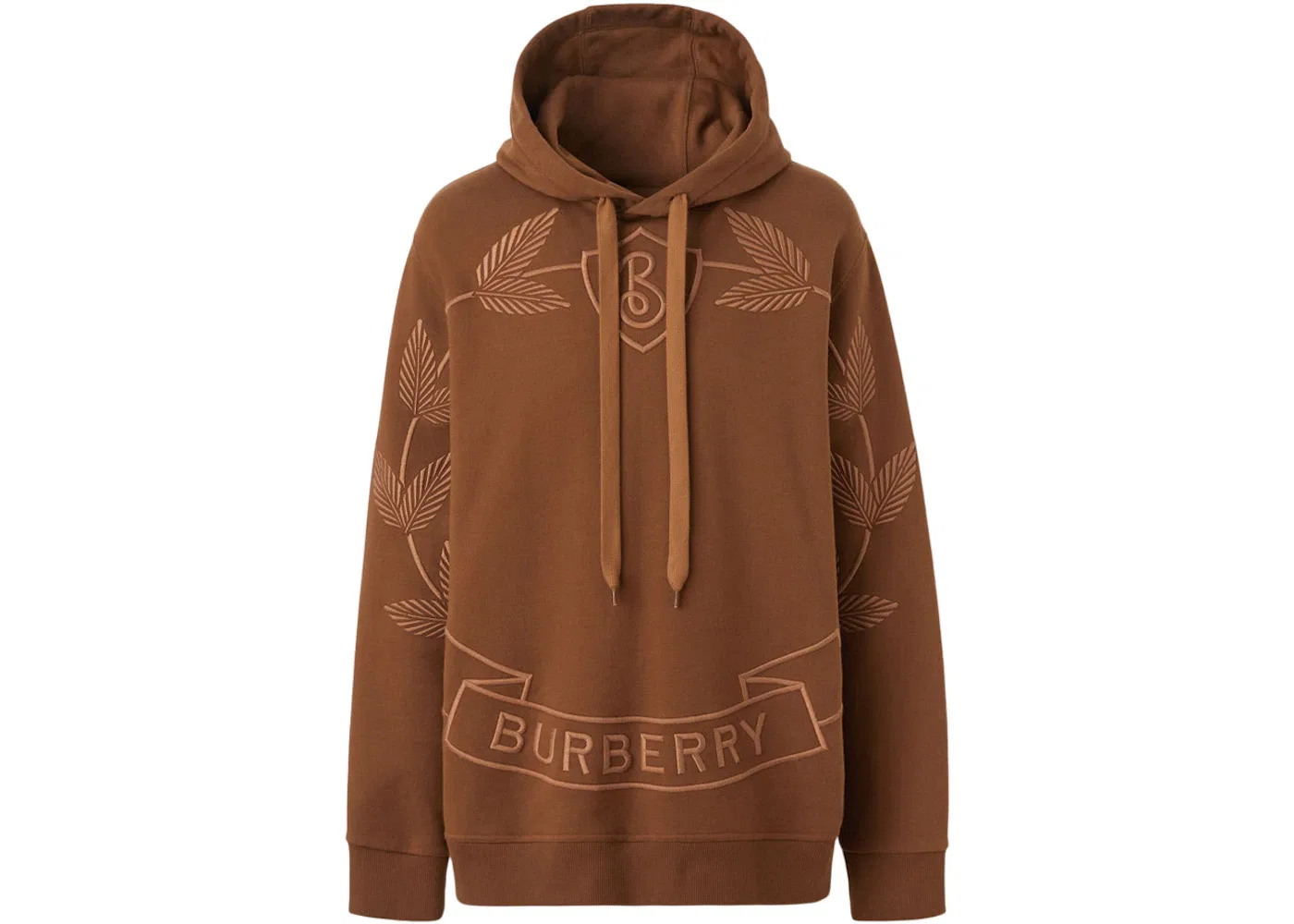 Мужской худи с вышивкой дубового листа Burberry, Dark Birch Brown