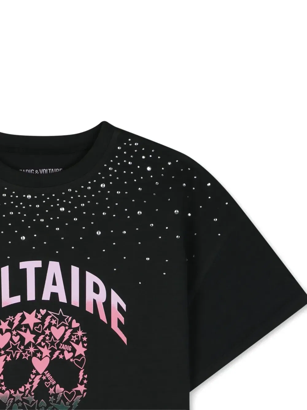 Футболка с кристаллами Zadig & Voltaire Kids, черный — фото 3