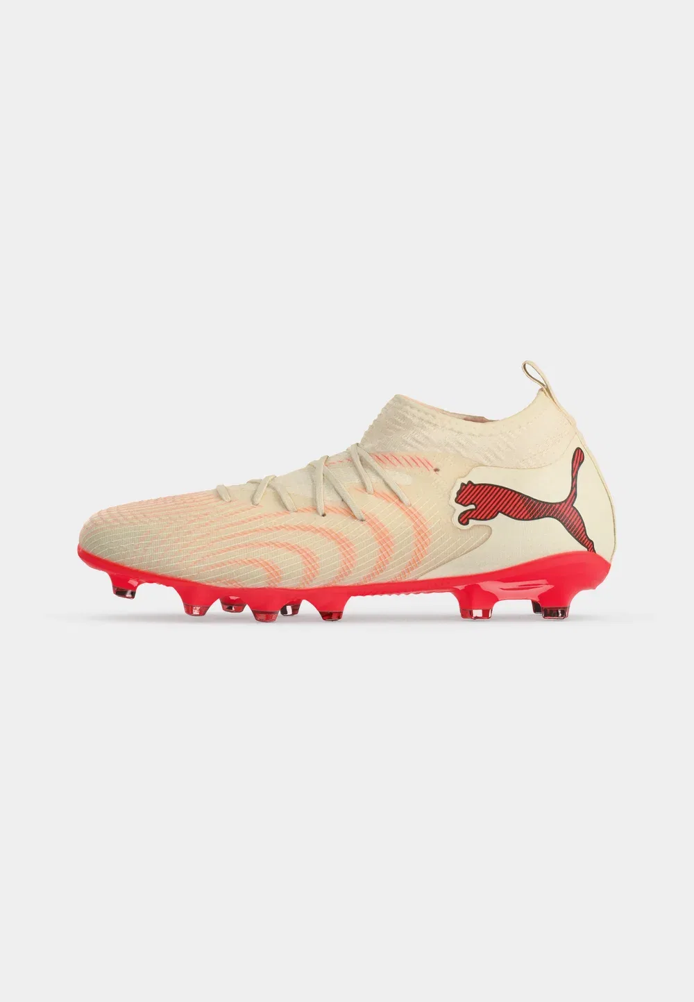Футбольные бутсы Future 9 match fg/ag jr unisex для искусственных газонов Puma, Sugared Almond/White/Ultra Red/Black — фото 2