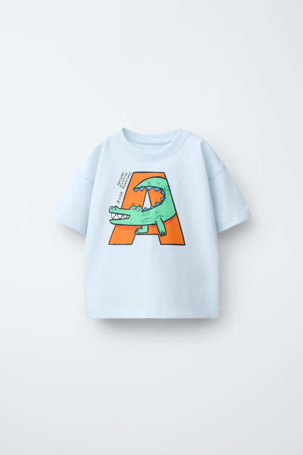 Футболка с животным принтом ZARA, Light Blue