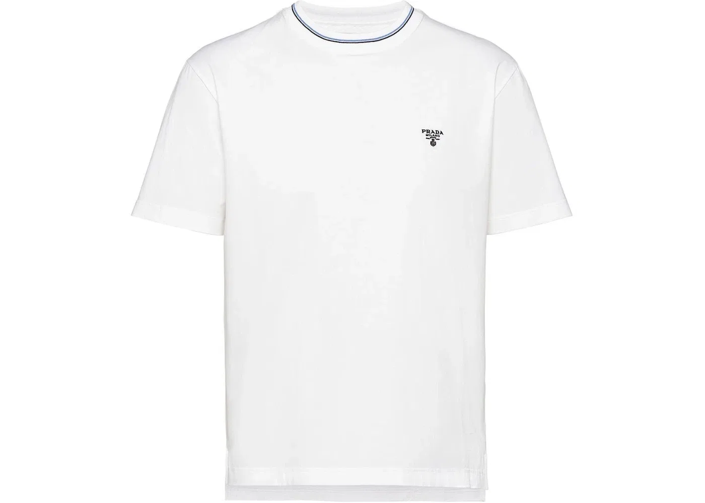 Мужская футболка с вышитым логотипом Prada, White/Navy Blue
