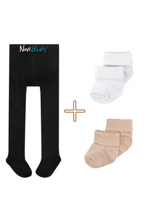 Детский комплект колготок и носочков для новорожденных Novibaby, Black