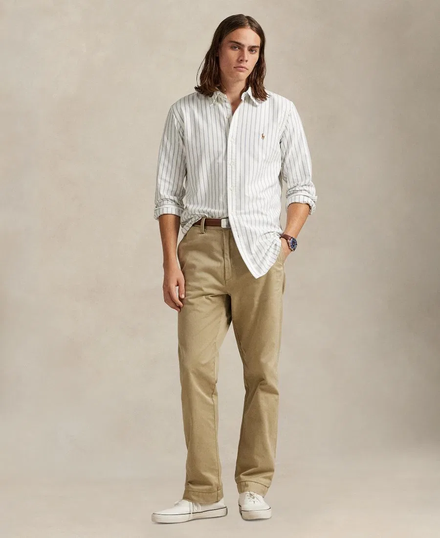 Рубашка с длинным рукавом The Iconic Mesh Shirt Polo Ralph Lauren, White/Blue Multi — фото 2