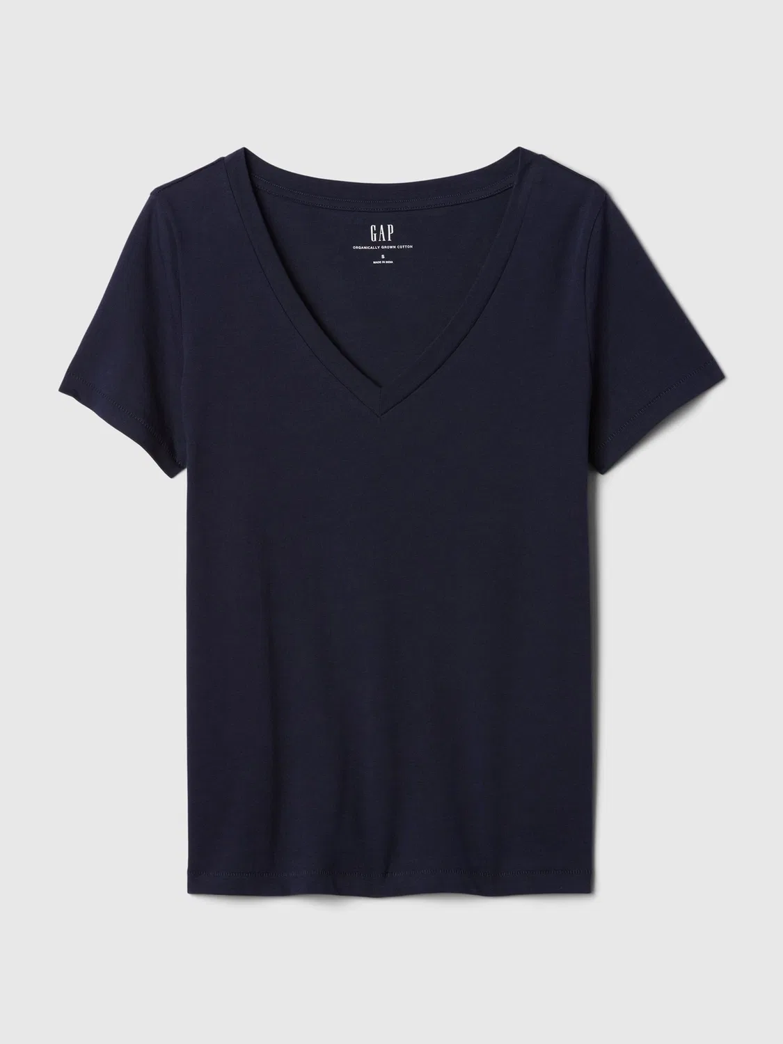Футболка хлопковая VintageSoft V Neck Gap, синий — фото 4