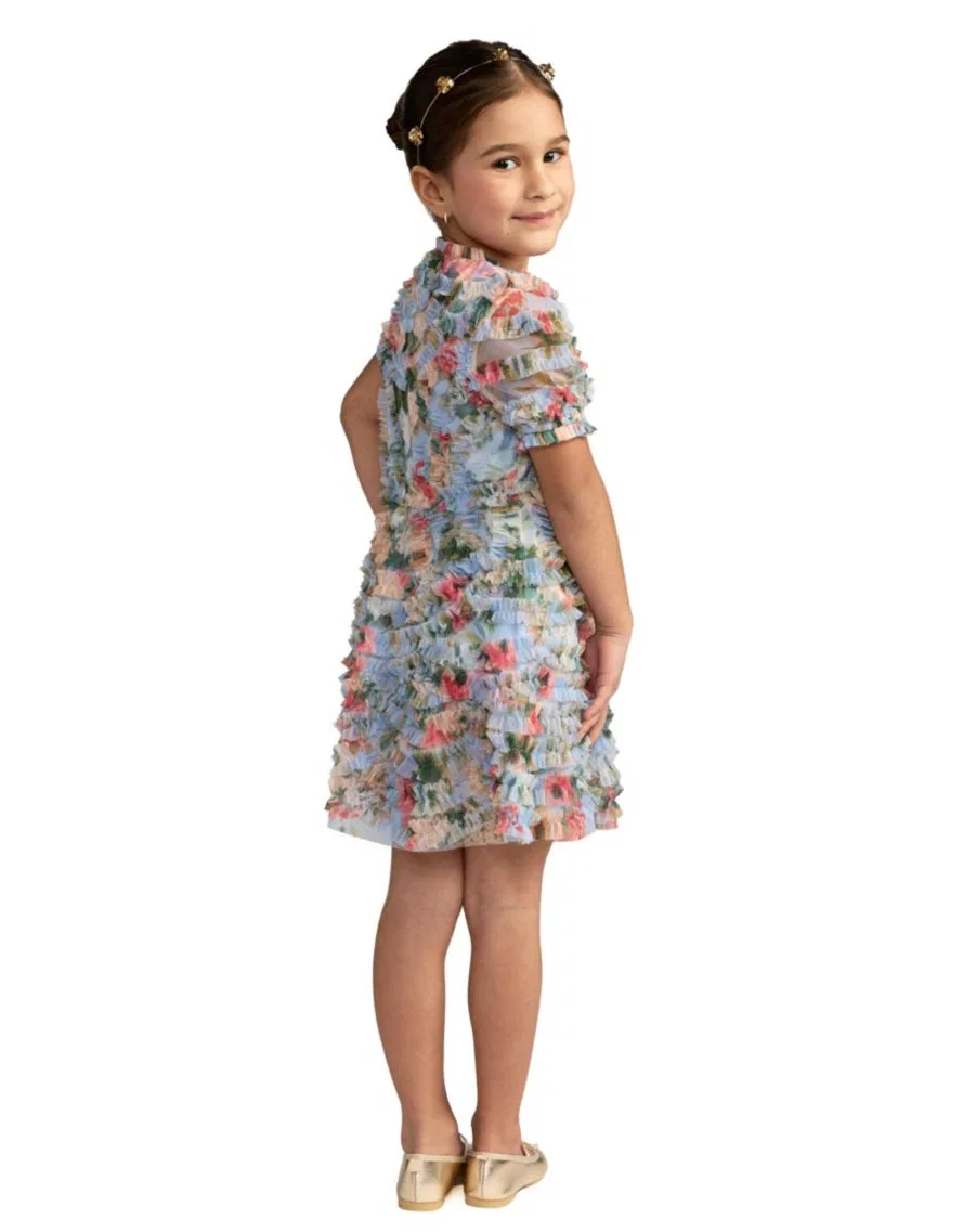 Детское платье для девочек с принтом Mac Duggal, Blue Multi — фото 2