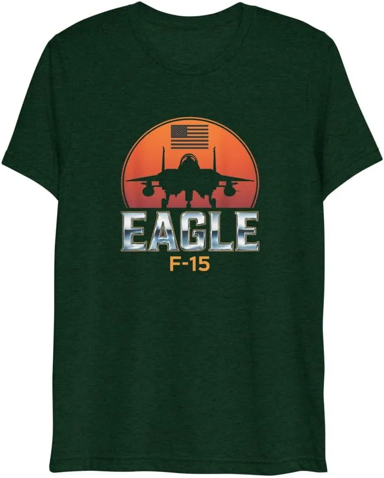 Мужская футболка с принтом F-15 Eagle 3413, Emerald Triblend
