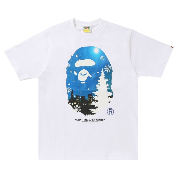 

Футболка BAPE Christmas Ape Head Glow In The Dark Tee 'White', белый