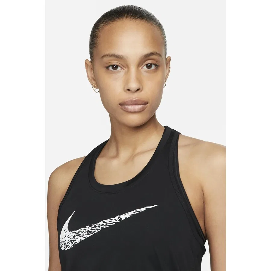 Спортивный топ без рукавов с принтом Swoosh Run Nike, Черный — фото 3