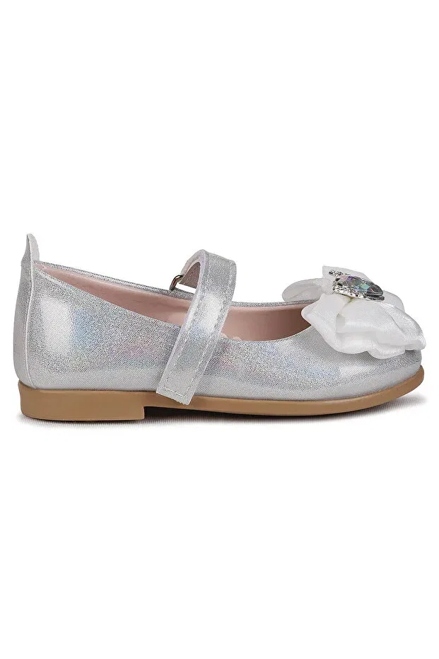Детские балетки для девочек с блестками Kiko Kids, Silver — фото 4