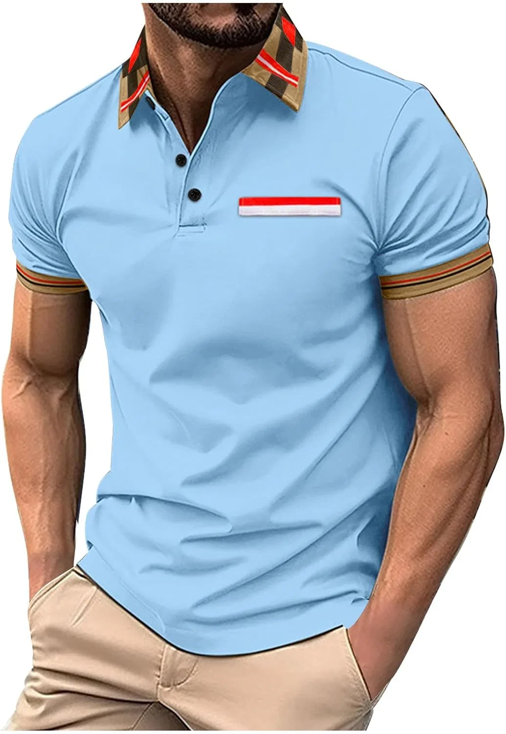 Мужская футболка поло с коротким рукавом Slim Fit, Sky Blue