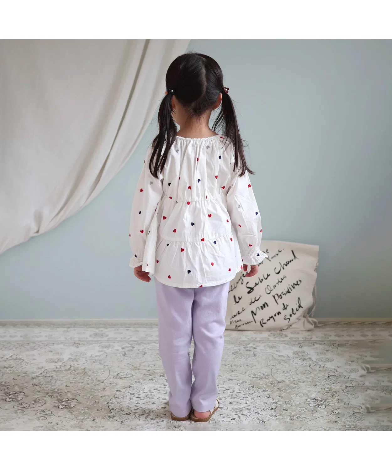 Детская туника для девочек с вышивкой Heart Embroidery Tired Tunic, apres les cours, Ivory — фото 3