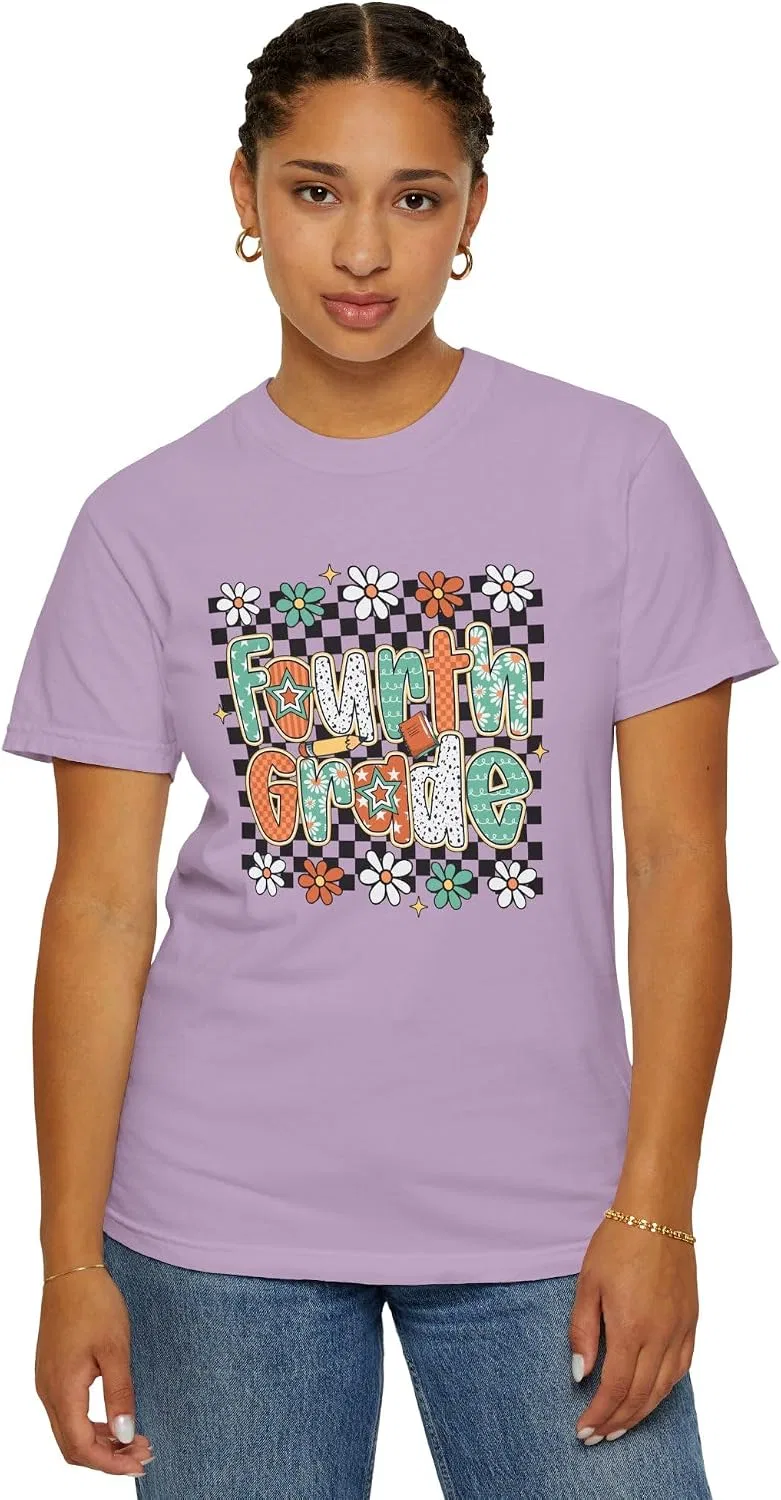 Футболка с ретро-принтом для учителя Comfort Colors 1717, Orchid — фото 4