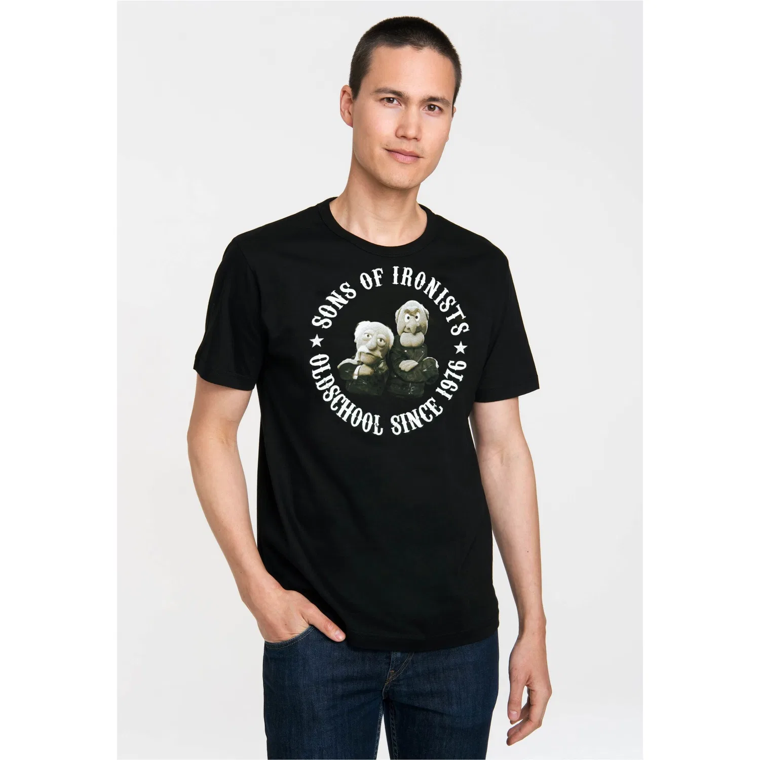 Детская хлопковая футболка с принтом Muppets LOGOSHIRT, Black — фото 2