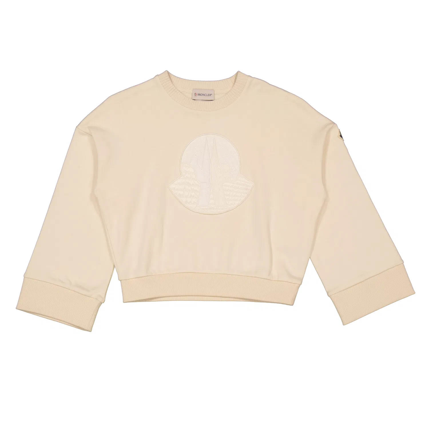 Свитшот детский хлопковый с логотипом Moncler, Cream