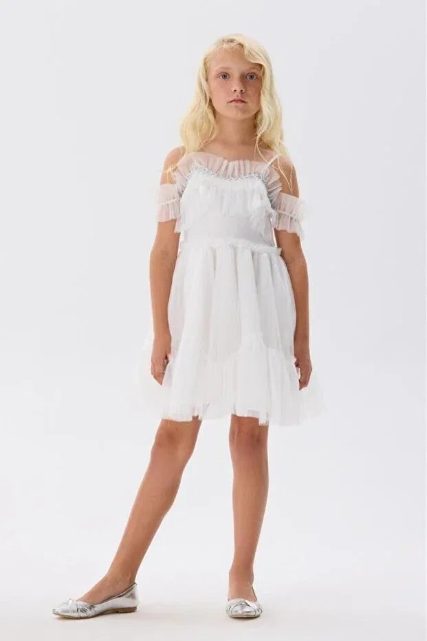 Детское платье для девочек хлопковое Tyess, White