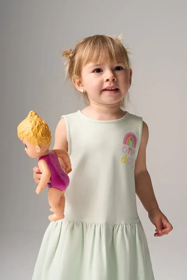 Детское платье для девочек хлопковое Combed Cotton Modal Baby Girl And Child Dress Bondberro, Mint — фото 4