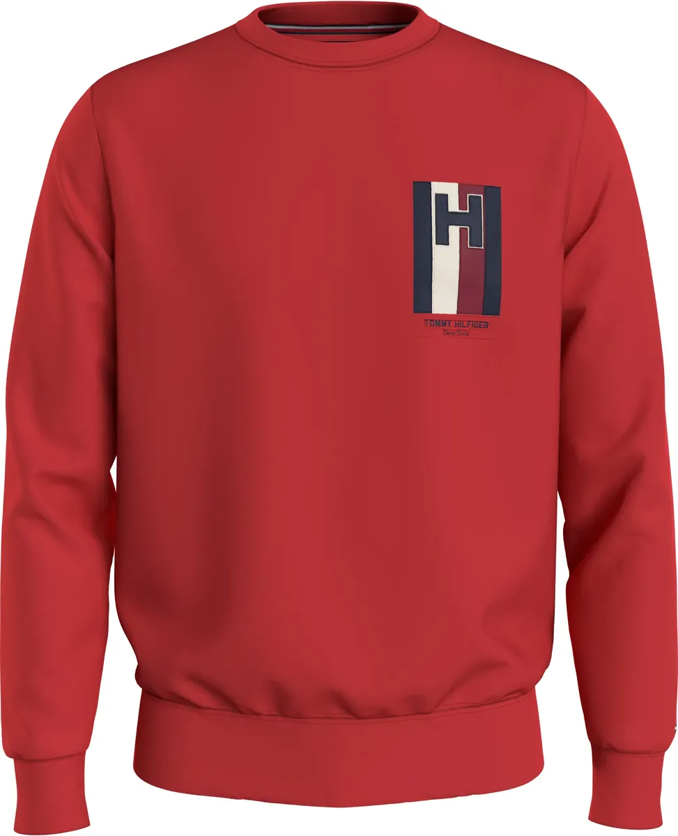 

Свитер Tommy Hilfiger "H EMBLEM CREWNECK" с эффектным принтом на груди, красный