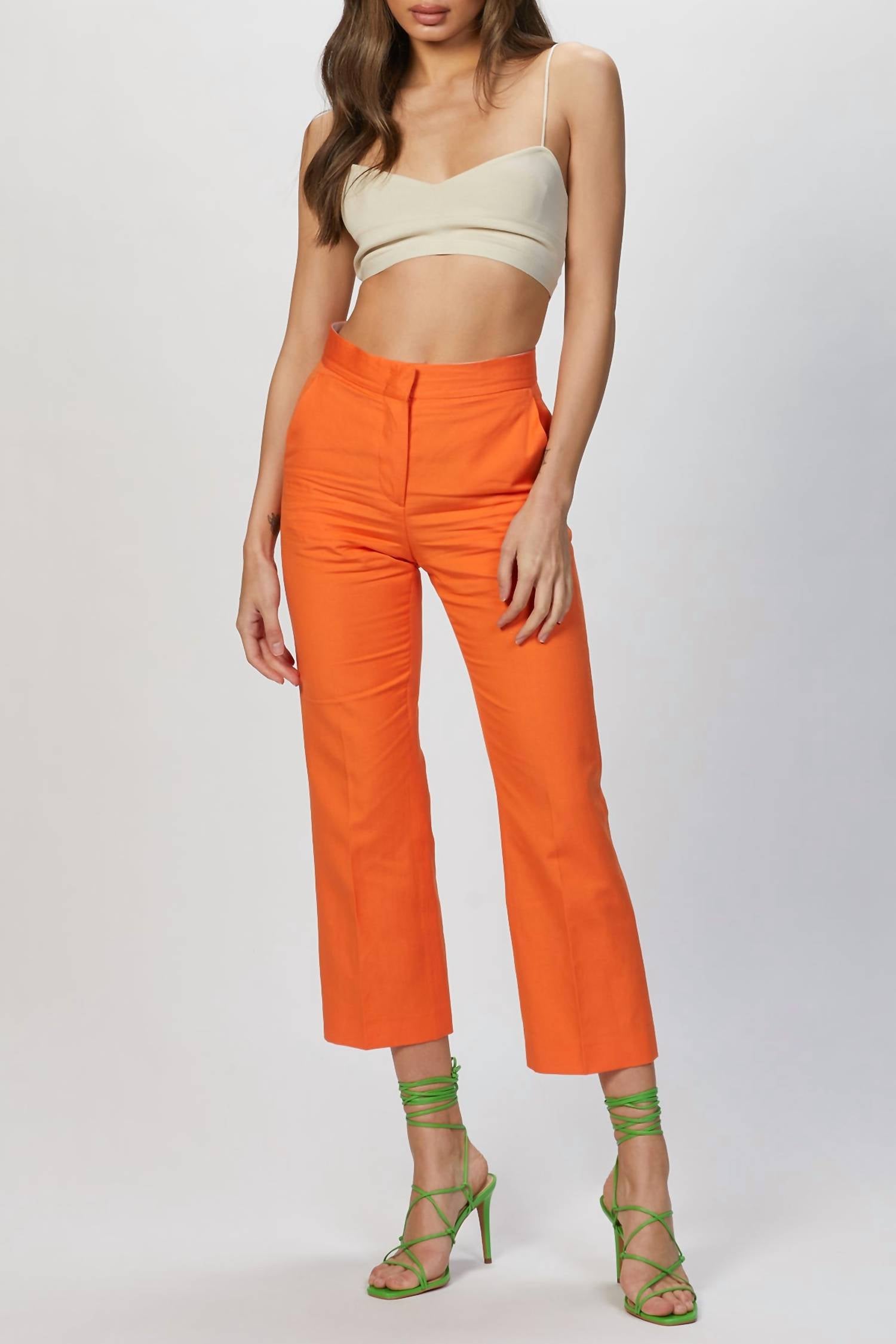 

Брюки из льняной смеси оранжевого цвета MSGM