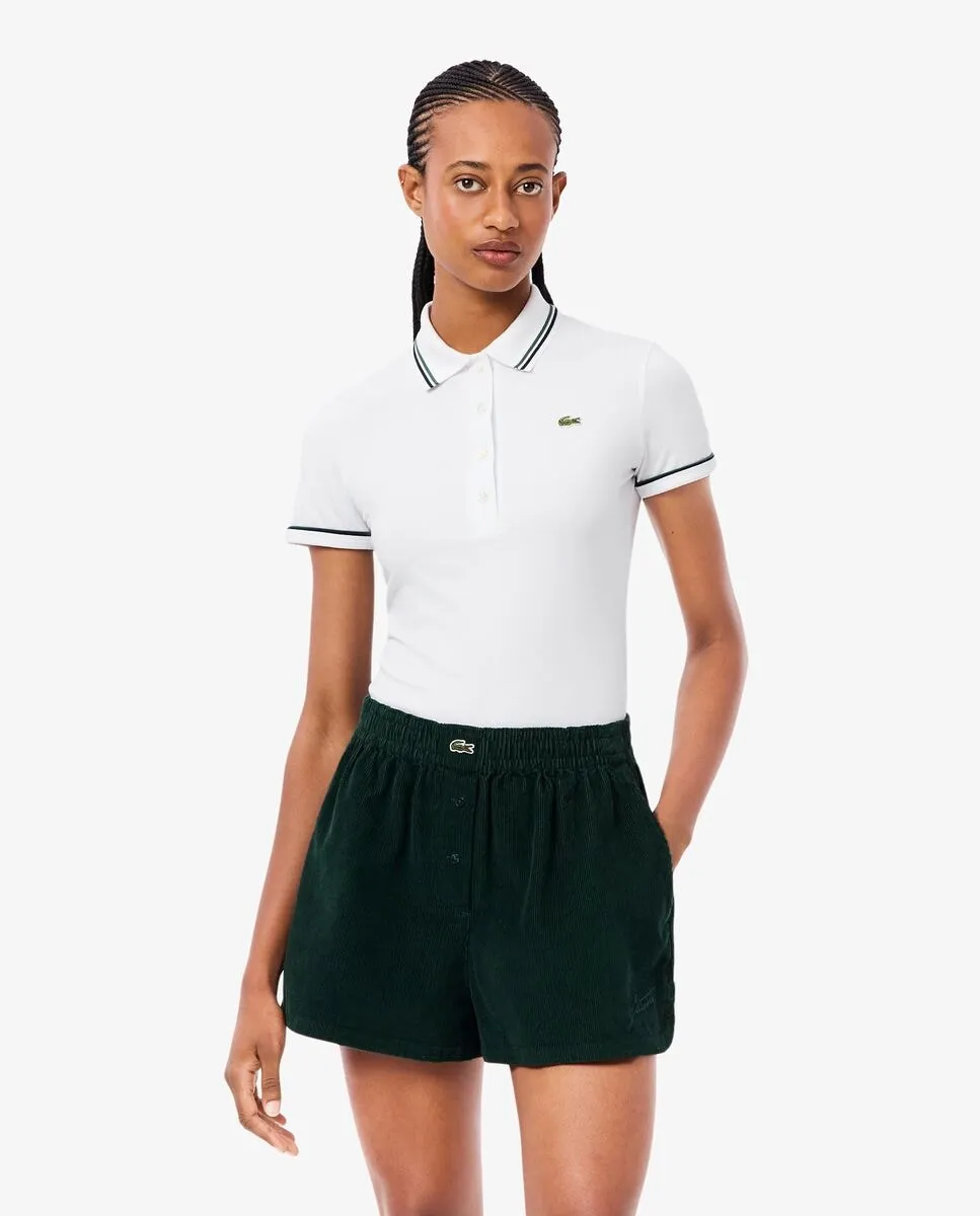 

Женская футболка поло с короткими рукавами и приталенными краями Lacoste, белый