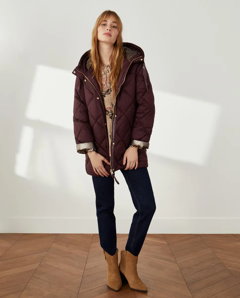 

Длинный женский легкий пуховик Southern Cotton, бордовый