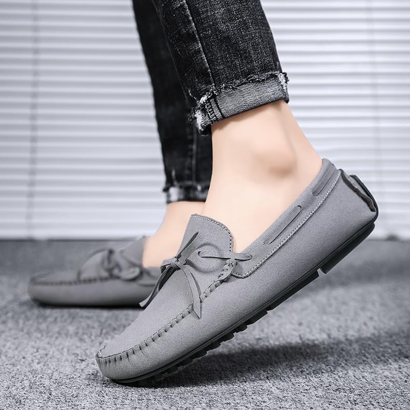 Мужские лоферы с круглым носом, замша Vamp Boat Boat Shoes Driving Locasters Sayfur, серый — фото 4