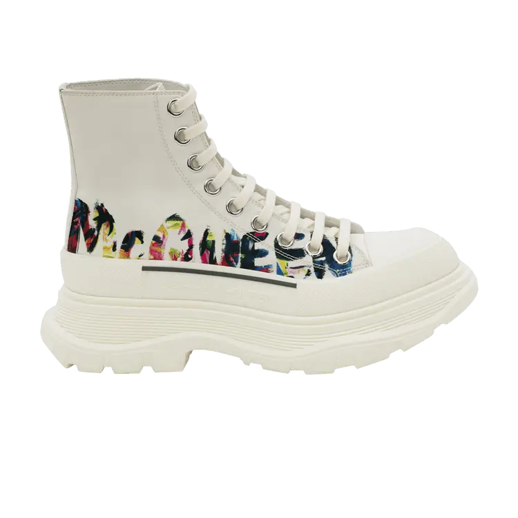 Кроссовки Alexander McQueen Alexander McQueen Wmns Tread Slick Boot 'McQueen Graffiti Logo - White Multi', белый