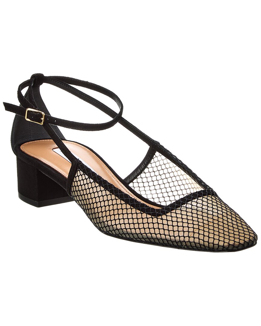 Туфли-лодочки Aquazzura Forbidden Love 35 из замши и сетки, черный