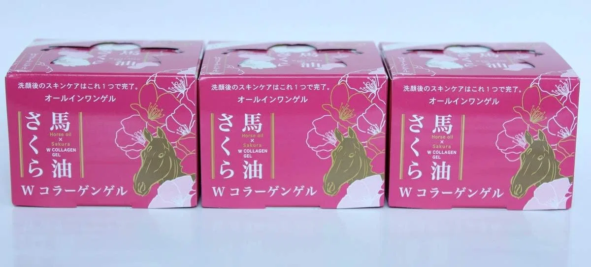 Набор гелей для лица All-in-One Horse Oil Sakura & W Collagen, Phoenix, 3 шт. по 100 г