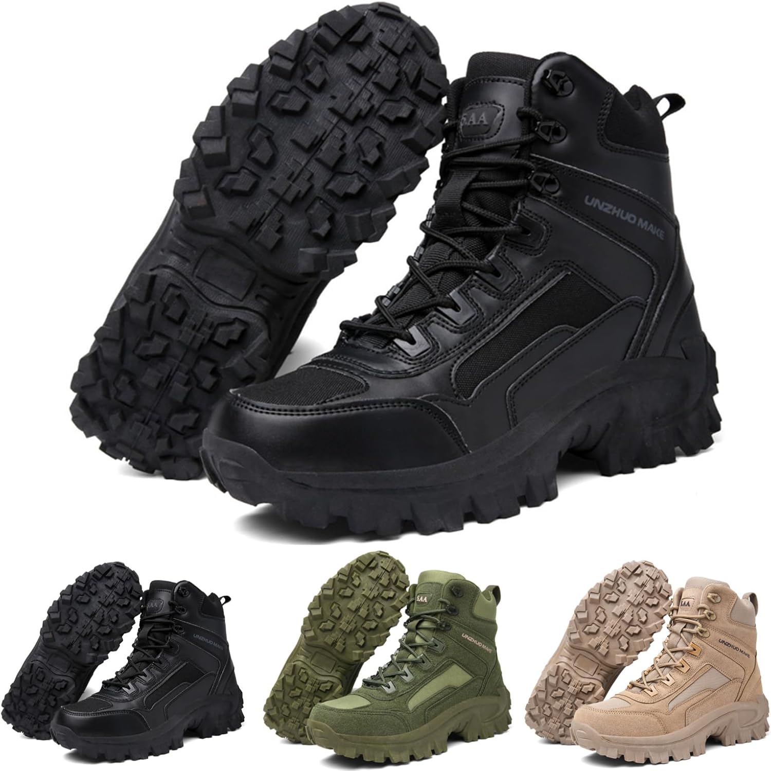 

Мужские тактические водонепроницаемые ботинки Cltopsku с боковой молнией для активного отдыха и боевых действий, мужские военные тактические ботинки с боковой молнией, удобные ортопедические походные и мотоциклетные боевые ботинки, черный