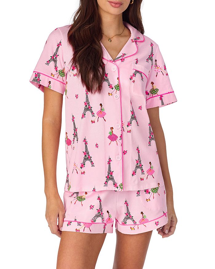 

Пижамный комплект с принтом "Эйфелева башня" Shorty BedHead Pajamas, розовый