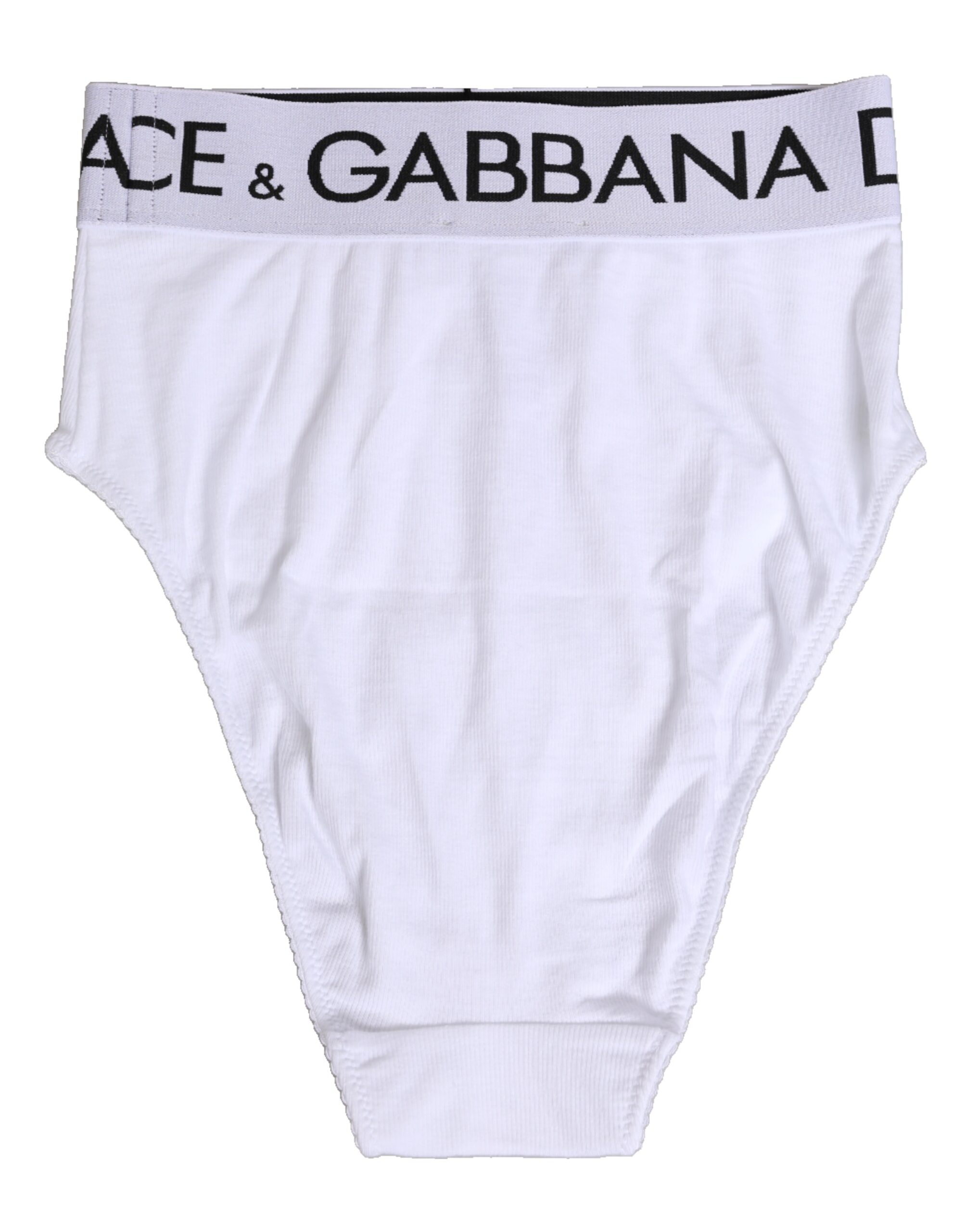 Белые хлопковые эластичные трусики с высокой талией Dolce & Gabbana, белый — фото 4