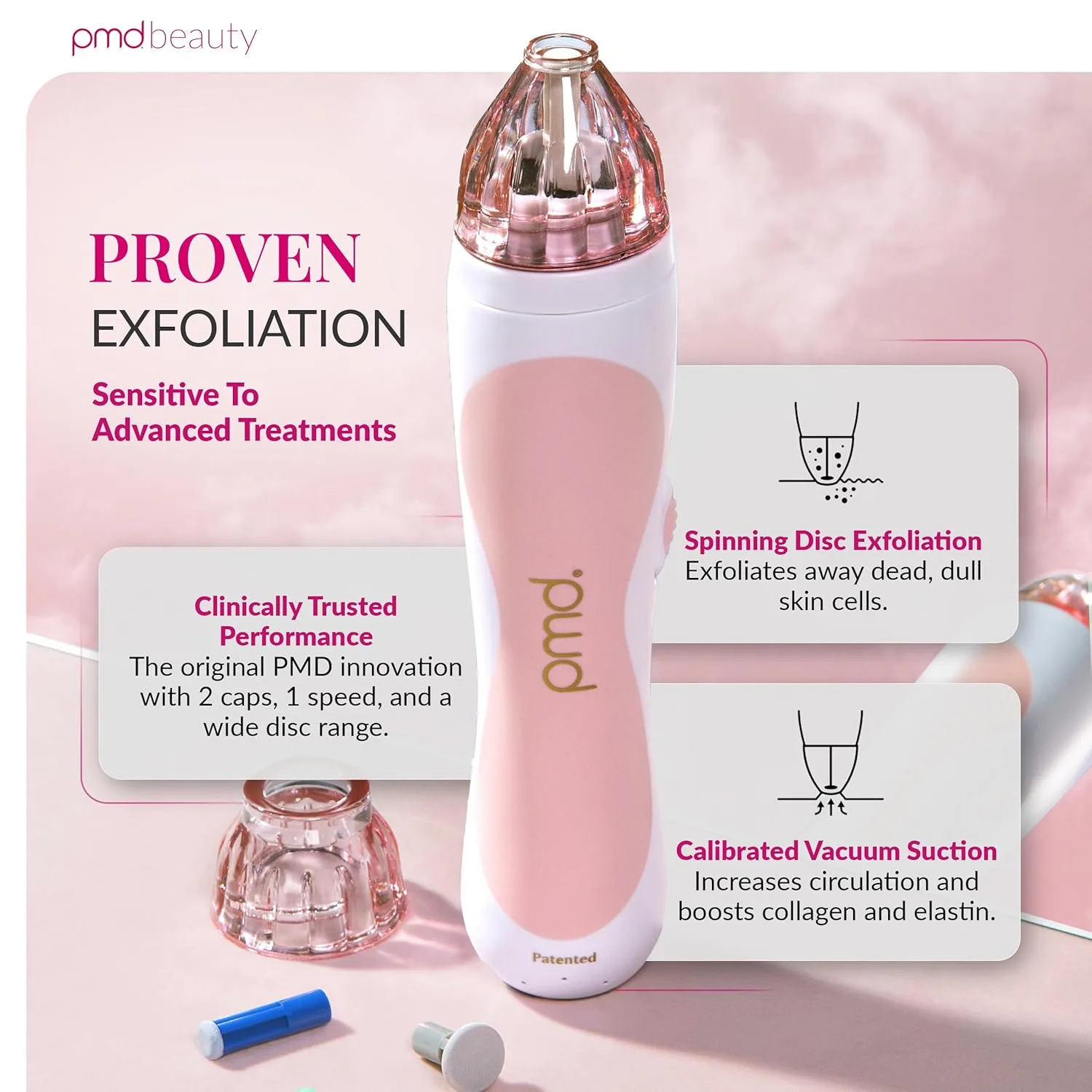 PMD Beauty Personal Microderm Classic - Набор для домашнего использования, инструмент для отшелушивания кожи лица, микродермабразия для ухода за кожей лица и тела., Blush — фото 2