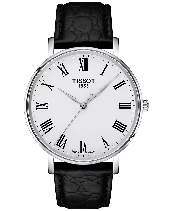

Мужские часы Swiss Everytime с черным кожаным ремешком, 40 мм Tissot
