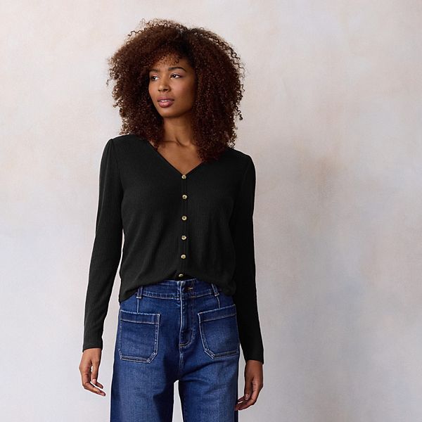 

Кардиган с V-образным вырезом и пышными рукавами Lc Lauren Conrad, Mineral Black