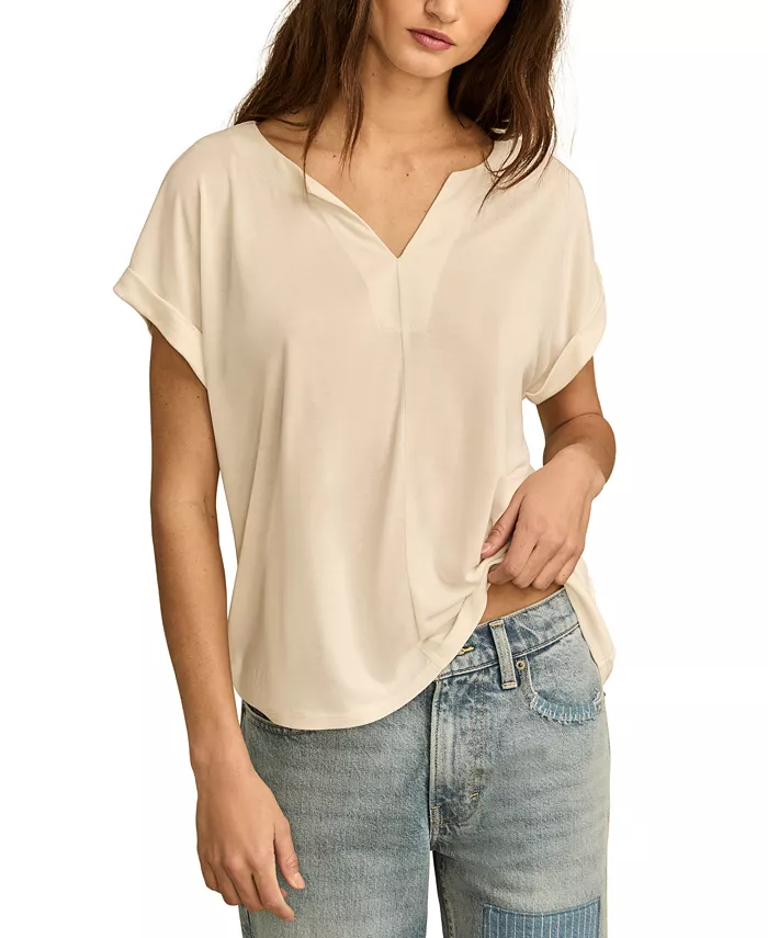 

Женская футболка с V-образным вырезом из сандвош ткани Lucky Brand, белый