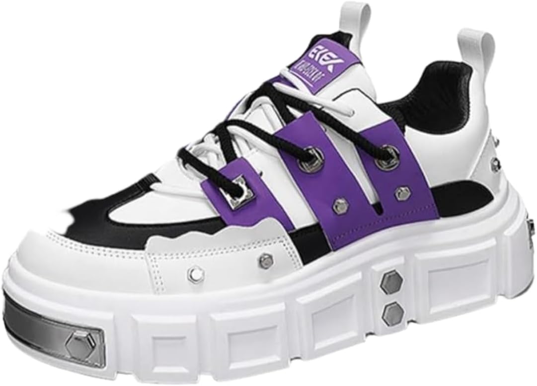 

Мужские повседневные кроссовки в стиле тренд с контрастной расцветкой, увеличивающие рост, удобные, с декором из заклепок Lexamen, пурпурный