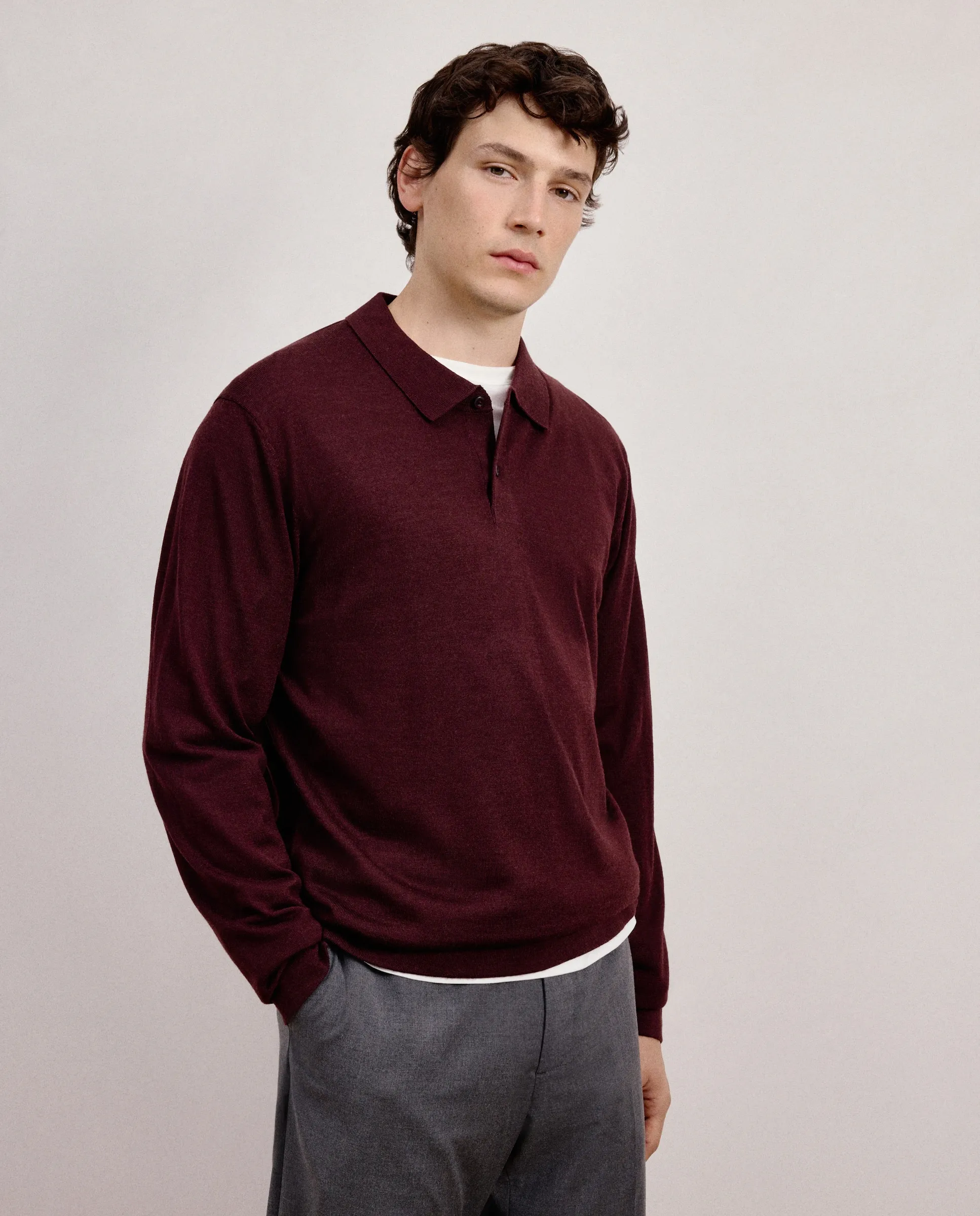 

Мужской свитер с воротником-поло Dustin, бордовый