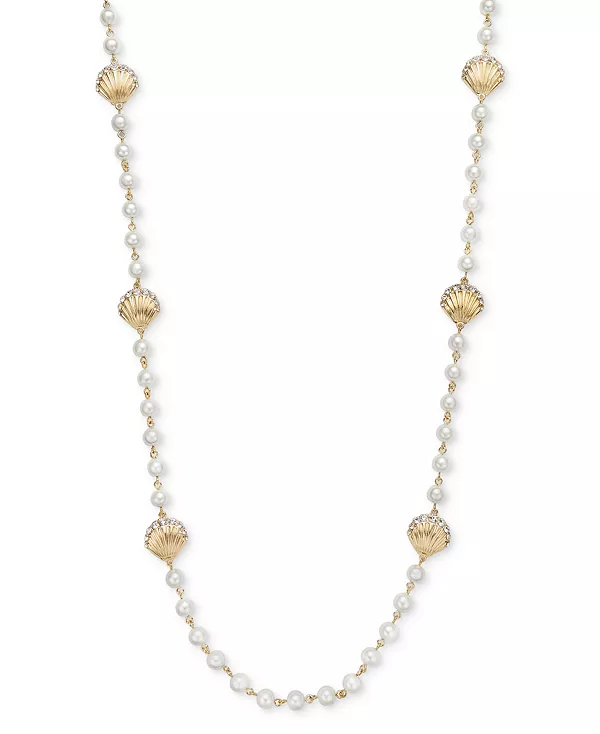 

Ожерелье-Воротник из золотистых ракушек и искусственного жемчуга, 16 дюймов + 2 дюйма, эксклюзивно в Macy's Charter Club, white