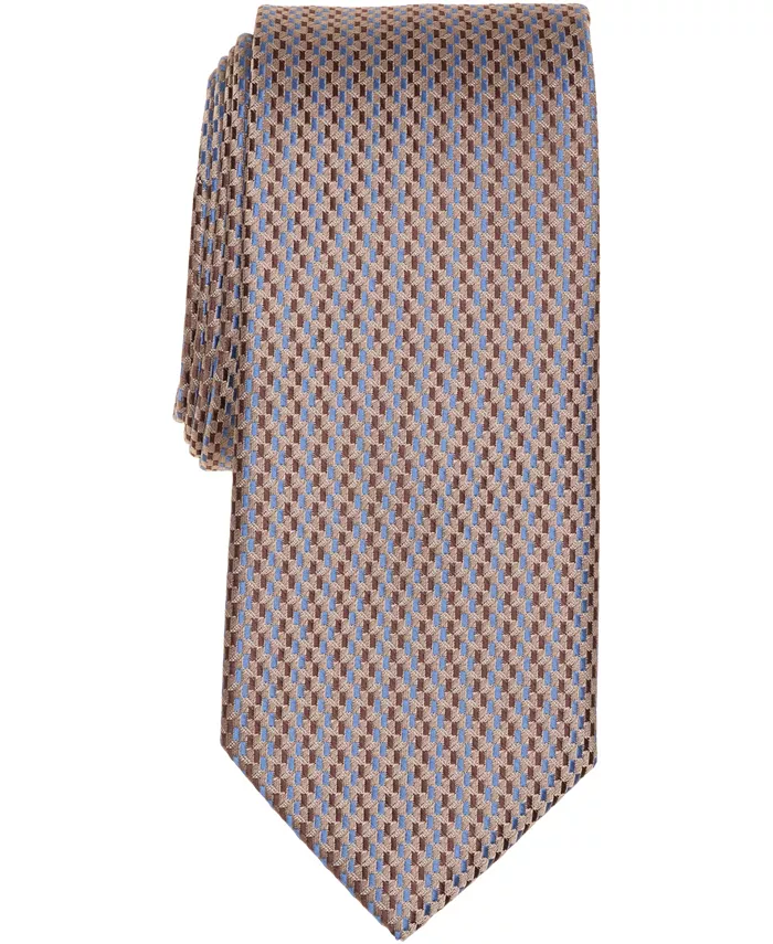 

Мужской галстук Raser Mini с аккуратным классическим узором Perry Ellis Portfolio, загар/бежевый