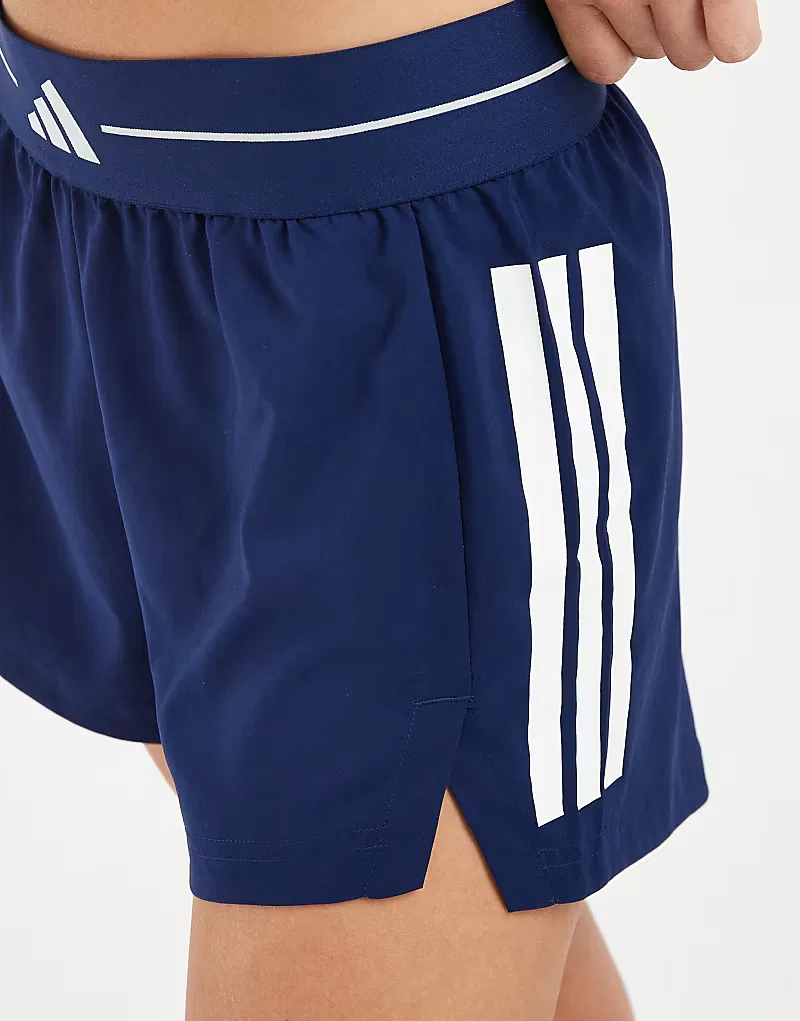 Тканые шорты Adidas Performance Hyperglam с тремя полосками, темно-синий — фото 3