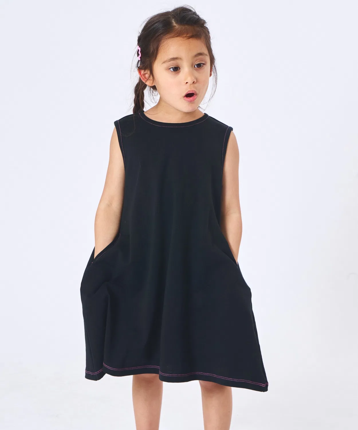 Детское платье для девочек без рукавов хлопковое Basic Summer Dress pairmanon, Black — фото 3