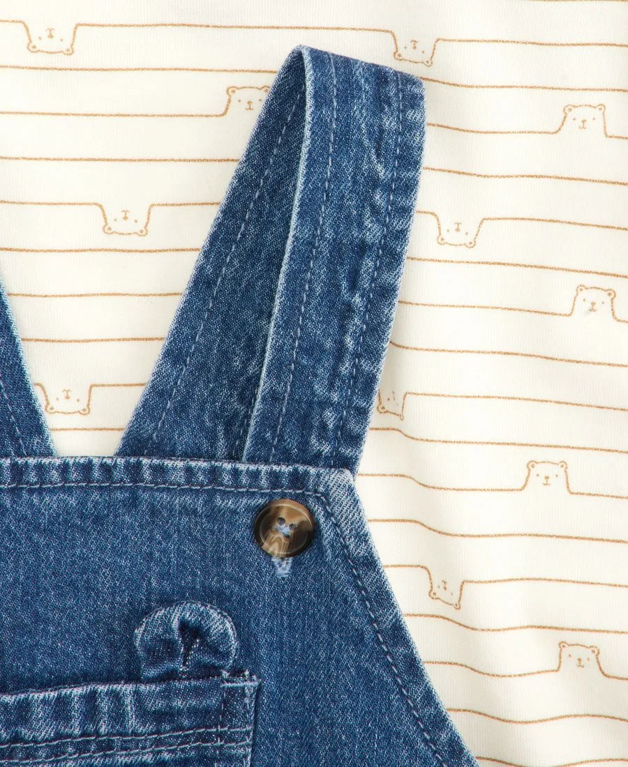 Комплект из боди и комбинезона First Impressions, Medium Wash — фото 3