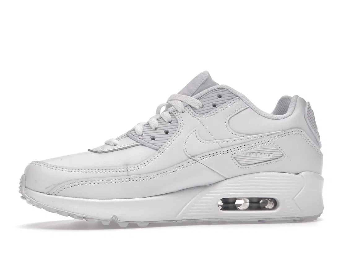 Детские кроссовки для мальчиков и девочек с белой расцветкой Nike Air Max 90 Recraft Nike, White/Metallic Silver-White-White — фото 3