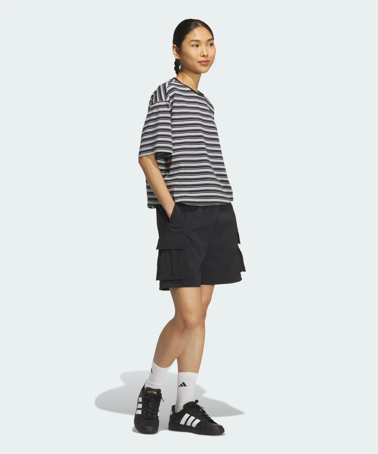Женские шорты свободного кроя с принтом Stadium Chrome Woven Cargo, Adidas, Black — фото 3