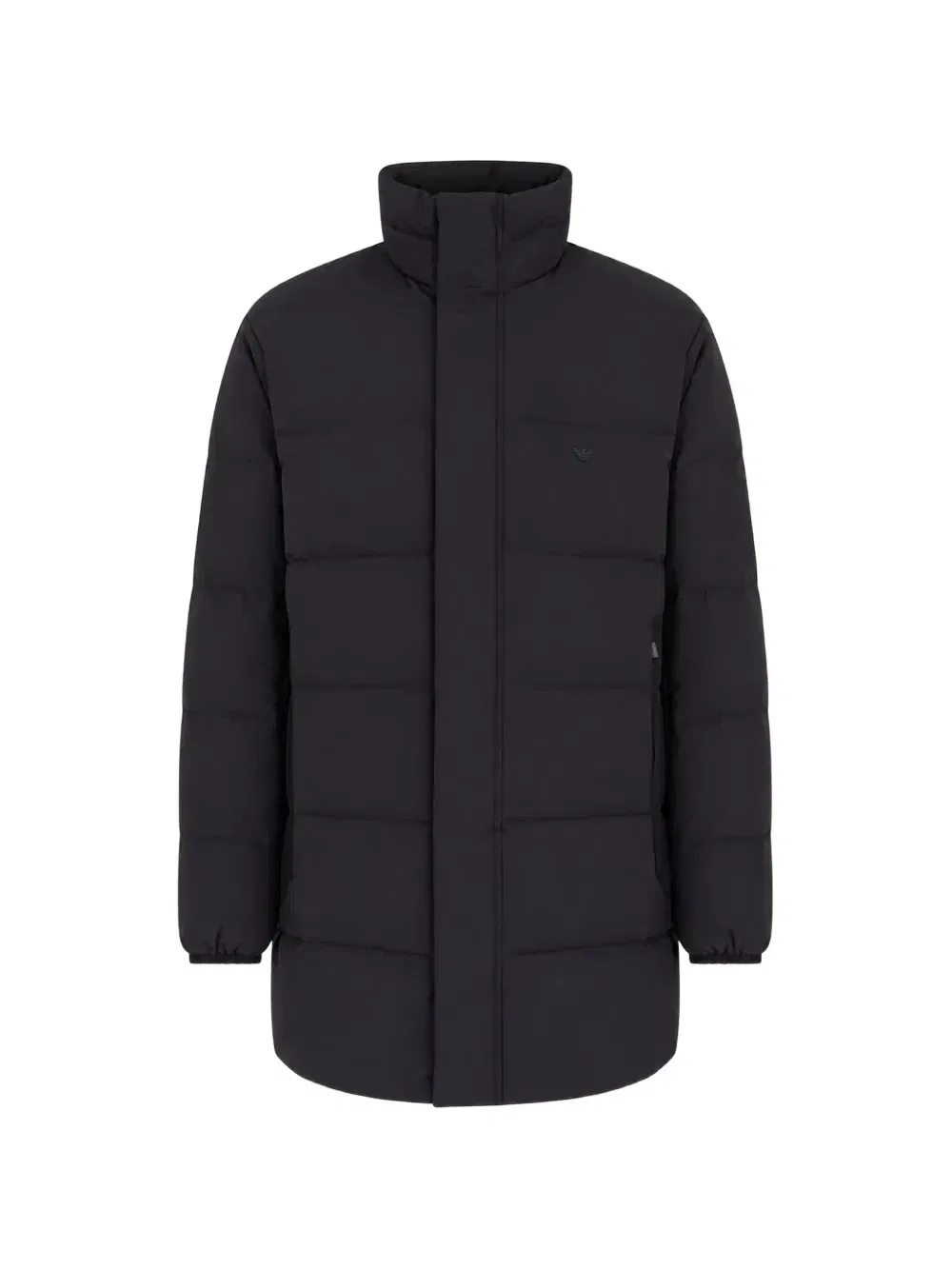 Стеганое пальто с капюшоном EMPORIO ARMANI, синий