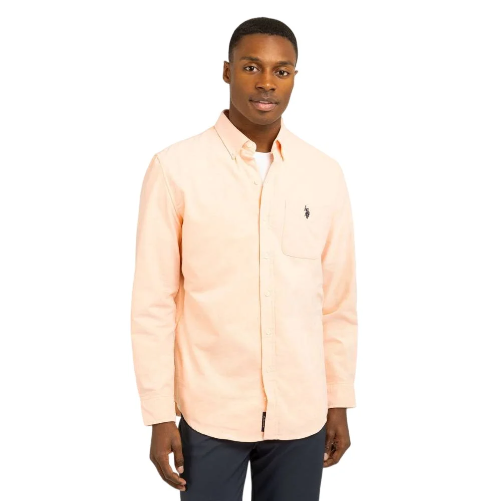 Мужская рубашка U.S. Polo Assn. Long Sleeve Stretch Oxford, светло-оранжевый