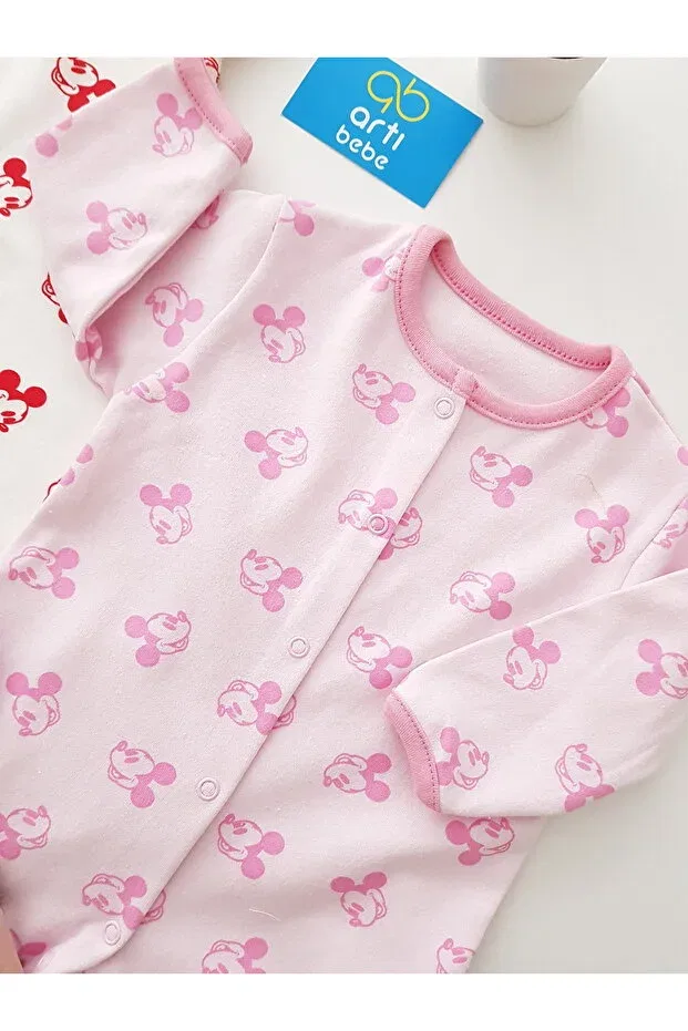 Детский комплект боди-комбинезонов для девочек с принтом Artıbebe, Pink — фото 3