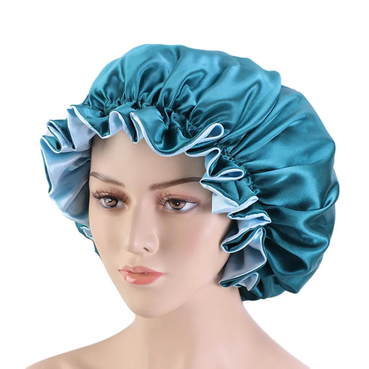 Шапочка для душа Satin, Toyvian, Dacron, 36x36x1 см, Pfauenblau