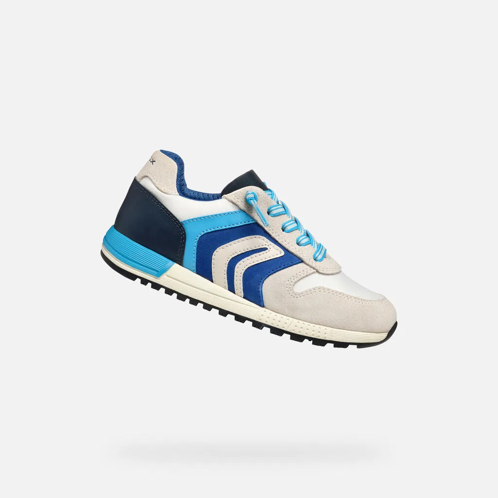 Детские кроссовки из замши и нейлона Alben B Geox, Weiss Konigsblau