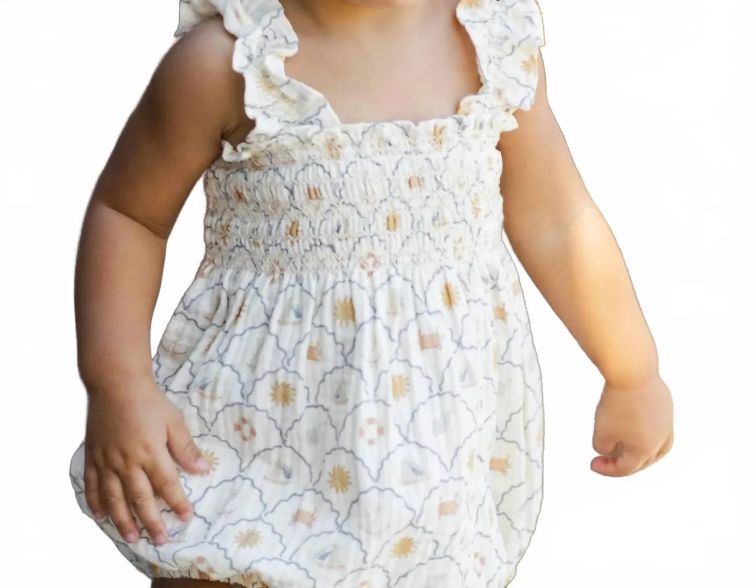 Детский боди-комбинезон для девочек с оборками Julia Romper Rylee + Cru, Ivory